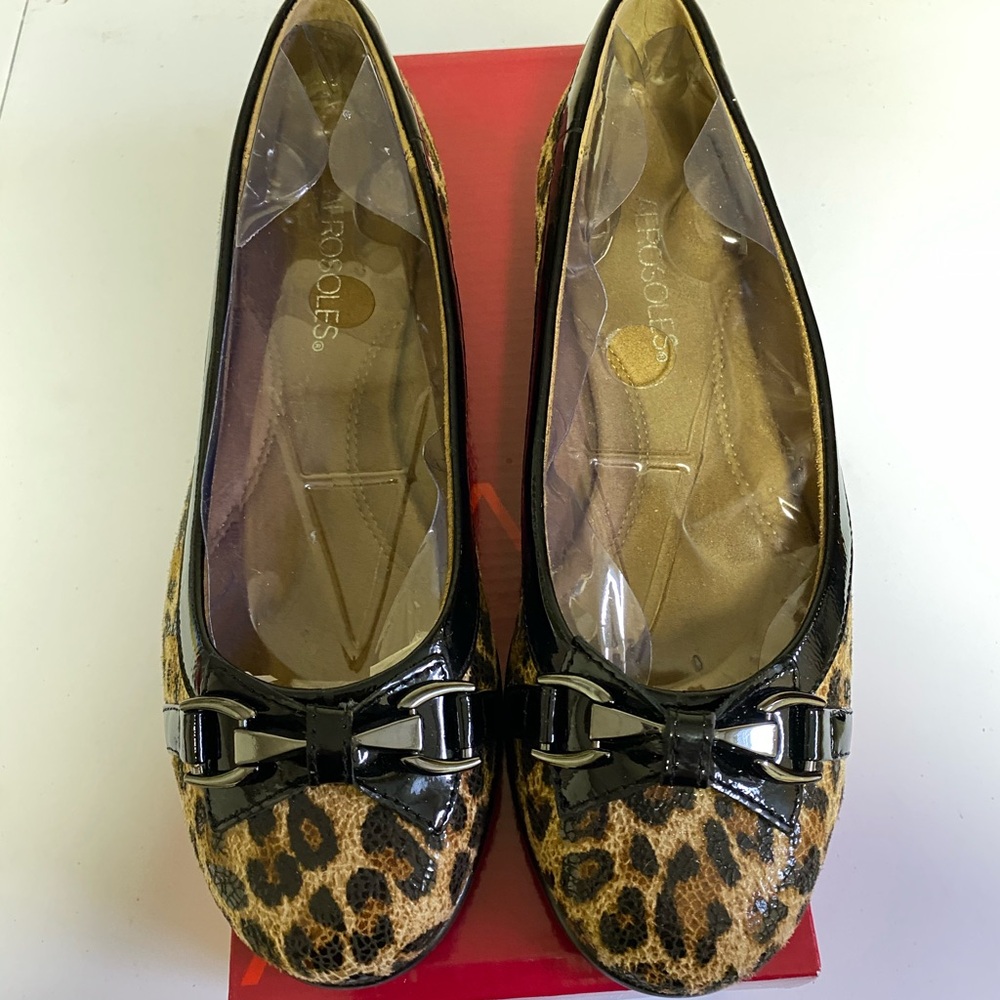 AEROSOLES Brown and Black Leopard Print Flats
